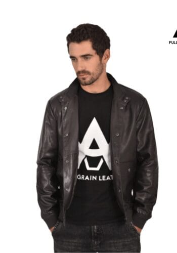 CASACA DE CUERO CON BROCHES PLOMA PARA HOMBRE · MODELO 202622