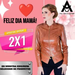 OFERTA CASACA DE CUERO CAMELL