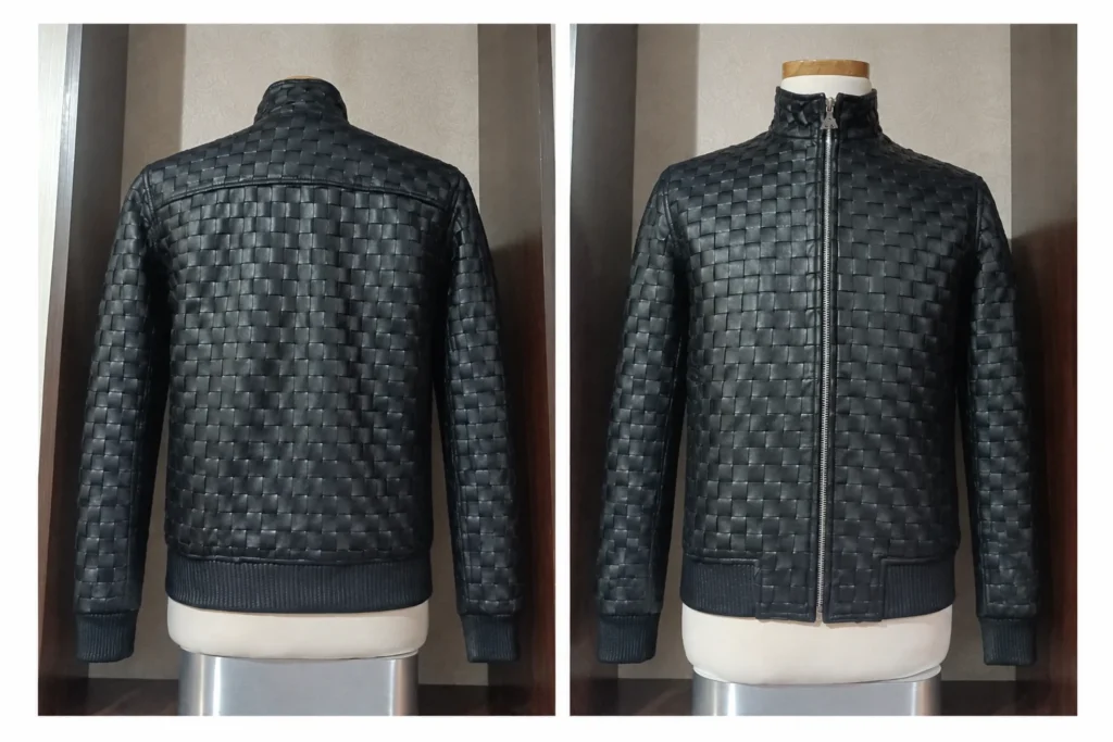 Chaqueta tejida_ vista frontal y posterior
